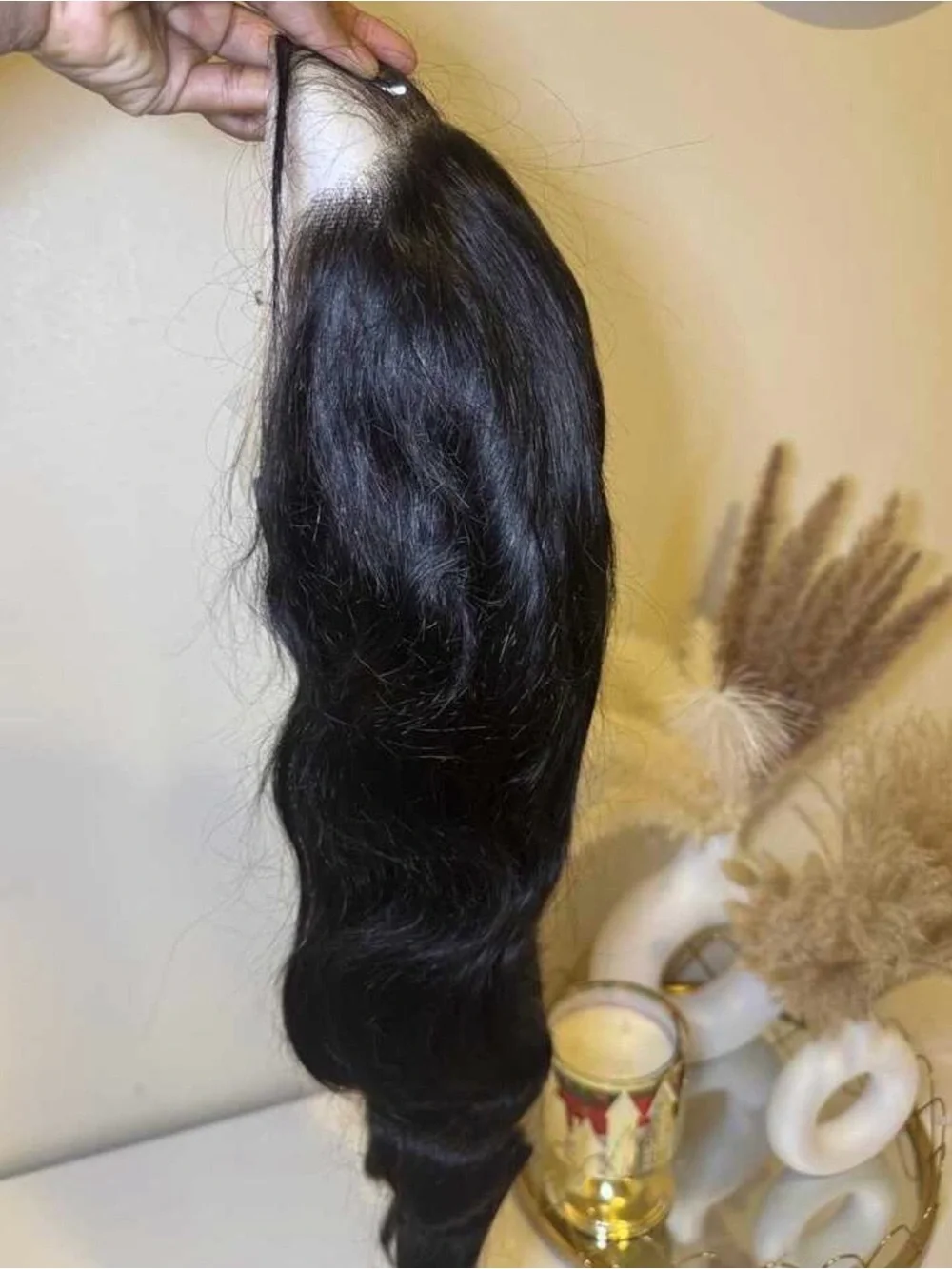 SHEIN Natural Black Wavy Human Hair Closure